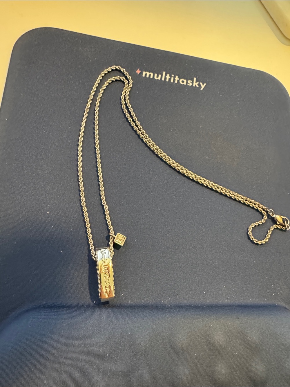 Givenchy Silver-Tone Logo Pendant Necklace with Crystal details